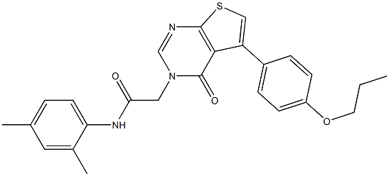 N-(2,4-dimethylphenyl)-2-(4-oxo-5-(4-propoxyphenyl)thieno[2,3-d]pyrimidin-3(4H)-yl)acetamide,,结构式