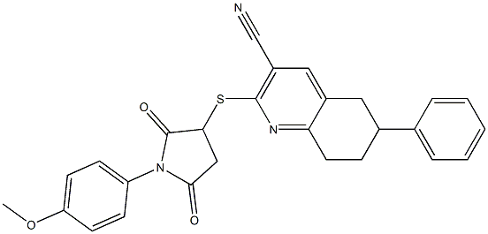 2-((1-(4-methoxyphenyl)-2,5-dioxopyrrolidin-3-yl)sulfanyl)-6-phenyl-5,6,7,8-tetrahydroquinoline-3-carbonitrile