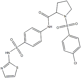 1-[(4-chlorophenyl)sulfonyl]-N-{4-[(1,3-thiazol-2-ylamino)sulfonyl]phenyl}-2-pyrrolidinecarboxamide 结构式