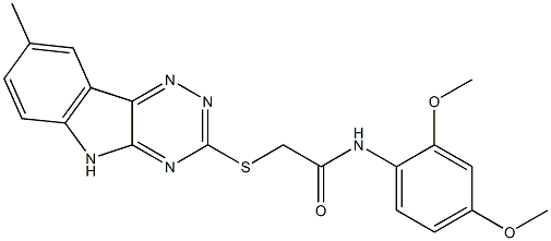 N-[2,4-bis(methyloxy)phenyl]-2-[(8-methyl-5H-[1,2,4]triazino[5,6-b]indol-3-yl)sulfanyl]acetamide Struktur
