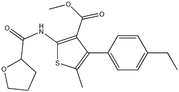methyl 4-(4-ethylphenyl)-5-methyl-2-[(tetrahydro-2-furanylcarbonyl)amino]-3-thiophenecarboxylate Struktur