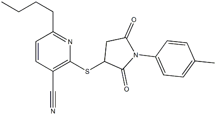  6-butyl-2-{[1-(4-methylphenyl)-2,5-dioxo-3-pyrrolidinyl]sulfanyl}nicotinonitrile