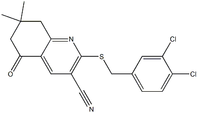 2-[(3,4-dichlorobenzyl)sulfanyl]-7,7-dimethyl-5-oxo-5,6,7,8-tetrahydro-3-quinolinecarbonitrile Structure