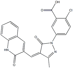 2-chloro-5-{3-methyl-5-oxo-4-[(2-oxo-1,2-dihydro-3-quinolinyl)methylene]-4,5-dihydro-1H-pyrazol-1-yl}benzoic acid