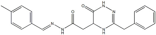 2-(3-benzyl-6-oxo-1,4,5,6-tetrahydro-1,2,4-triazin-5-yl)-N'-(4-methylbenzylidene)acetohydrazide 结构式