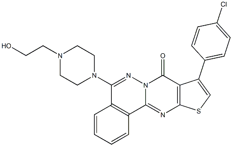 9-(4-chlorophenyl)-5-[4-(2-hydroxyethyl)-1-piperazinyl]-8H-thieno[2',3':4,5]pyrimido[2,1-a]phthalazin-8-one 结构式