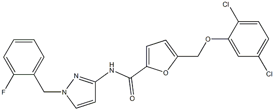 5-[(2,5-dichlorophenoxy)methyl]-N-[1-(2-fluorobenzyl)-1H-pyrazol-3-yl]-2-furamide Structure