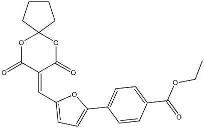 ethyl 4-{5-[(7,9-dioxo-6,10-dioxaspiro[4.5]dec-8-ylidene)methyl]furan-2-yl}benzoate,,结构式