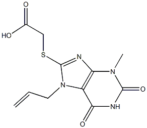 [(7-allyl-3-methyl-2,6-dioxo-2,3,6,7-tetrahydro-1H-purin-8-yl)sulfanyl]acetic acid,,结构式