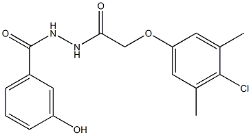 N'-[(4-chloro-3,5-dimethylphenoxy)acetyl]-3-hydroxybenzohydrazide Struktur