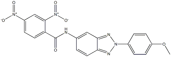 2,4-bisnitro-N-[2-(4-methoxyphenyl)-2H-1,2,3-benzotriazol-5-yl]benzamide 化学構造式