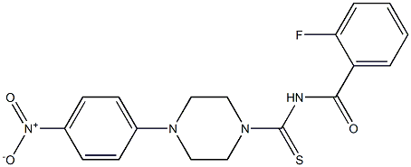 2-fluoro-N-[(4-{4-nitrophenyl}piperazin-1-yl)carbothioyl]benzamide,,结构式