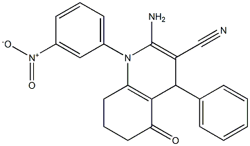 2-amino-1-{3-nitrophenyl}-5-oxo-4-phenyl-1,4,5,6,7,8-hexahydroquinoline-3-carbonitrile 结构式