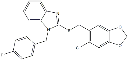 (6-chloro-1,3-benzodioxol-5-yl)methyl 1-(4-fluorobenzyl)-1H-benzimidazol-2-yl sulfide|