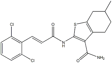 2-{[3-(2,6-dichlorophenyl)acryloyl]amino}-6-methyl-4,5,6,7-tetrahydro-1-benzothiophene-3-carboxamide Struktur