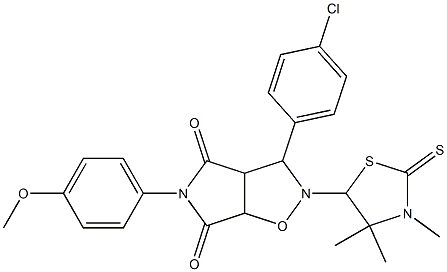3-(4-chlorophenyl)-5-(4-methoxyphenyl)-2-(3,4,4-trimethyl-2-thioxo-1,3-thiazolidin-5-yl)dihydro-2H-pyrrolo[3,4-d]isoxazole-4,6(3H,5H)-dione 结构式