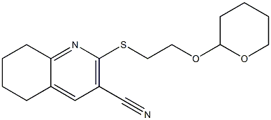 2-{[2-(tetrahydro-2H-pyran-2-yloxy)ethyl]sulfanyl}-5,6,7,8-tetrahydro-3-quinolinecarbonitrile 化学構造式