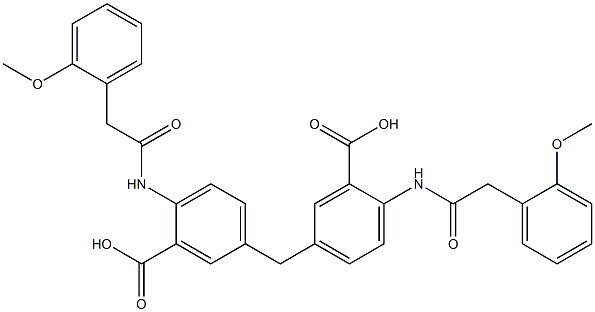 5-(3-carboxy-4-{[(2-methoxyphenyl)acetyl]amino}benzyl)-2-{[(2-methoxyphenyl)acetyl]amino}benzoic acid Structure