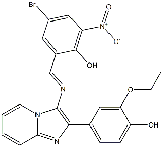 4-bromo-2-({[2-(3-ethoxy-4-hydroxyphenyl)imidazo[1,2-a]pyridin-3-yl]imino}methyl)-6-nitrophenol Structure