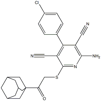 2-{[2-(1-adamantyl)-2-oxoethyl]sulfanyl}-6-amino-4-(4-chlorophenyl)-3,5-pyridinedicarbonitrile Struktur