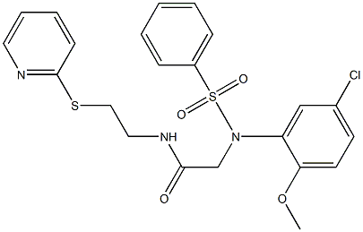 2-[5-chloro-2-methoxy(phenylsulfonyl)anilino]-N-[2-(2-pyridinylsulfanyl)ethyl]acetamide 化学構造式