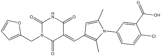 2-chloro-5-{3-[(1-(2-furylmethyl)-2,4,6-trioxotetrahydro-5(2H)-pyrimidinylidene)methyl]-2,5-dimethyl-1H-pyrrol-1-yl}benzoic acid