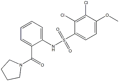 2,3-dichloro-4-methoxy-N-[2-(1-pyrrolidinylcarbonyl)phenyl]benzenesulfonamide 化学構造式