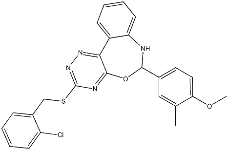 4-{3-[(2-chlorobenzyl)sulfanyl]-6,7-dihydro[1,2,4]triazino[5,6-d][3,1]benzoxazepin-6-yl}-2-methylphenyl methyl ether 结构式