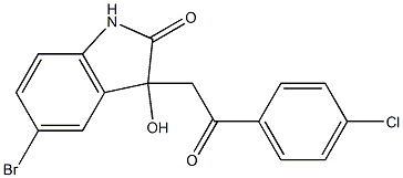 5-bromo-3-[2-(4-chlorophenyl)-2-oxoethyl]-3-hydroxy-1,3-dihydro-2H-indol-2-one,,结构式