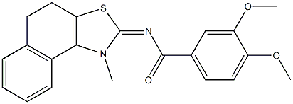 3,4-dimethoxy-N-(1-methyl-4,5-dihydronaphtho[1,2-d][1,3]thiazol-2(1H)-ylidene)benzamide 结构式