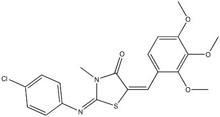 2-[(4-chlorophenyl)imino]-3-methyl-5-(2,3,4-trimethoxybenzylidene)-1,3-thiazolidin-4-one,,结构式