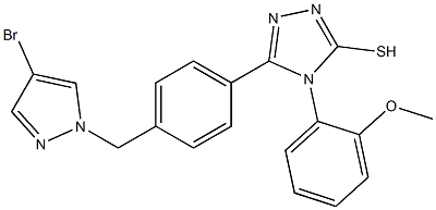 5-{4-[(4-bromo-1H-pyrazol-1-yl)methyl]phenyl}-4-(2-methoxyphenyl)-4H-1,2,4-triazol-3-yl hydrosulfide Struktur