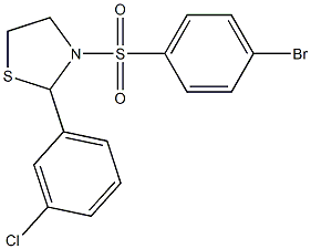 3-[(4-bromophenyl)sulfonyl]-2-(3-chlorophenyl)-1,3-thiazolidine,,结构式