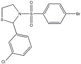 3-[(4-bromophenyl)sulfonyl]-2-(3-chlorophenyl)-1,3-thiazolidine Structure