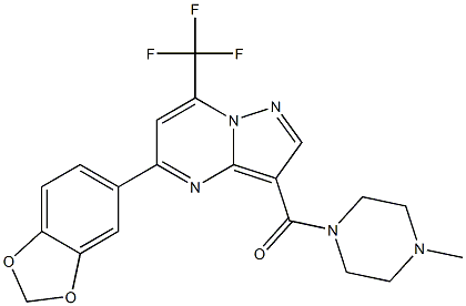 5-(1,3-benzodioxol-5-yl)-3-[(4-methyl-1-piperazinyl)carbonyl]-7-(trifluoromethyl)pyrazolo[1,5-a]pyrimidine 结构式