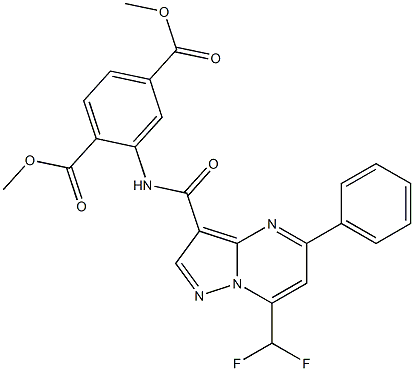 dimethyl 2-({[7-(difluoromethyl)-5-phenylpyrazolo[1,5-a]pyrimidin-3-yl]carbonyl}amino)terephthalate Structure