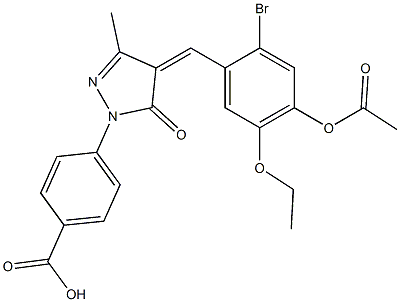 4-{4-[4-(acetyloxy)-2-bromo-5-ethoxybenzylidene]-3-methyl-5-oxo-4,5-dihydro-1H-pyrazol-1-yl}benzoic acid Struktur