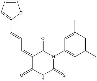 1-(3,5-dimethylphenyl)-5-[3-(2-furyl)prop-2-enylidene]-2-thioxodihydropyrimidine-4,6(1H,5H)-dione Struktur