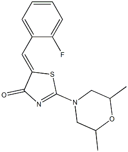 2-(2,6-dimethyl-4-morpholinyl)-5-(2-fluorobenzylidene)-1,3-thiazol-4(5H)-one Structure