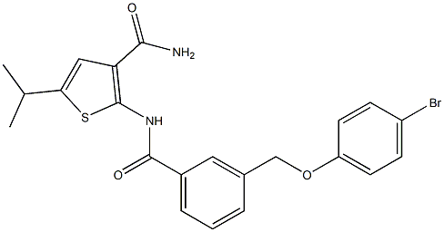 2-({3-[(4-bromophenoxy)methyl]benzoyl}amino)-5-isopropyl-3-thiophenecarboxamide Struktur