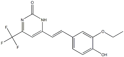 4-[2-(3-ethoxy-4-hydroxyphenyl)vinyl]-6-(trifluoromethyl)-2(3H)-pyrimidinone 化学構造式