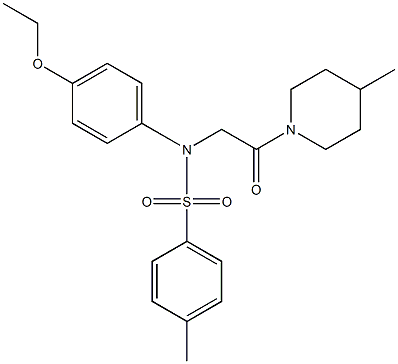 N-(4-ethoxyphenyl)-4-methyl-N-[2-(4-methyl-1-piperidinyl)-2-oxoethyl]benzenesulfonamide 化学構造式