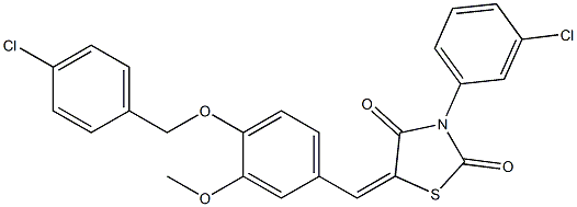 5-{4-[(4-chlorobenzyl)oxy]-3-methoxybenzylidene}-3-(3-chlorophenyl)-1,3-thiazolidine-2,4-dione 结构式