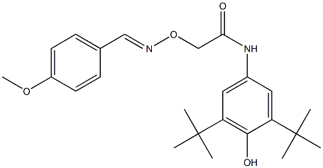 N-(3,5-ditert-butyl-4-hydroxyphenyl)-2-{[(4-methoxybenzylidene)amino]oxy}acetamide,,结构式