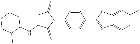 1-[4-(6-methyl-1,3-benzothiazol-2-yl)phenyl]-3-[(2-methylcyclohexyl)amino]-2,5-pyrrolidinedione,,结构式