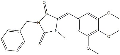 3-benzyl-1-methyl-2-thioxo-5-(3,4,5-trimethoxybenzylidene)-4-imidazolidinone 结构式