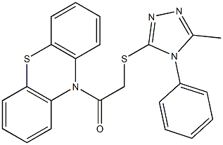 5-methyl-4-phenyl-4H-1,2,4-triazol-3-yl 2-oxo-2-(10H-phenothiazin-10-yl)ethyl sulfide,,结构式