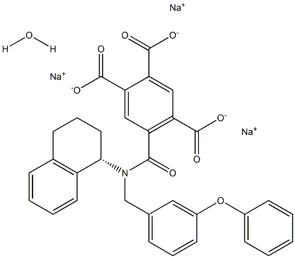 5-[[[(3-Phenoxyphenyl)methyl][(1S)-1,2,3,4-tetrahydro-1-naphthalenyl]amino]carbonyl]-1,2,4-benzenetricarboxylic  acid  hydrate  sodium  salt 化学構造式