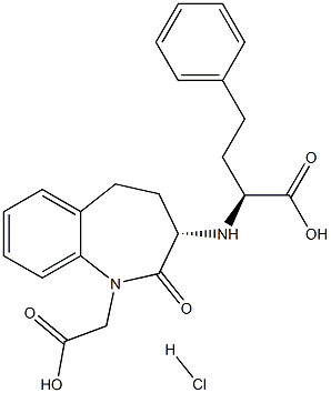 (3S)-1-(Carboxymethyl)-3-[[(1S)-1-(carboxy)-3-phenylpropyl]amino]-2,3,4,5-tetrahydro-1H-1-benzazepin-2-one hydrochloride Structure