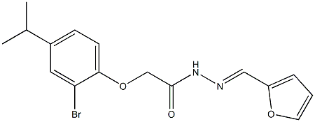 2-(2-bromo-4-isopropylphenoxy)-N'-[(E)-2-furylmethylidene]acetohydrazide,,结构式